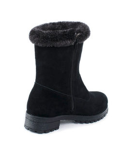 Полусапожки женские на литой подошве, черные, замша, молния.