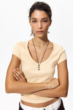 Camiseta acanalada con escote en U - H&m фото 6