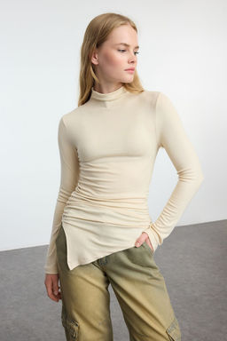 Tas Fitted Buzgu/Drape Detayl? Dik Yaka Orme Bluz TWOAW25BZ00145