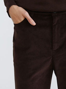 Dar Fit ?spanyol Pa?a Kad?n Kadife Pantolon