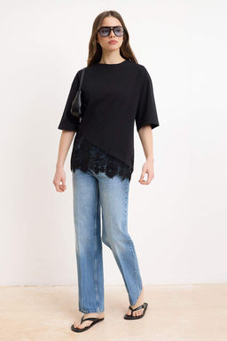 Ekru Regular/Normal Kal?p Dantel Detayl? K?sa Kollu Orme T-Shirt TWOSS26TS00303 - Trendyolmilla фото 6