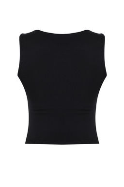 Siyah F?rcal? Soft Kumas 2 Katl? Ici Pedli Spor Sutyenli Orme Ust/Bluz THMSS25BZ00001