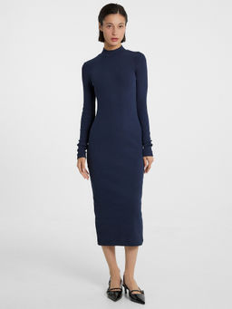 Облегающее платье миди в рубчик темно-синего цвета темно -синий 152520 - Mark formelle фото 2