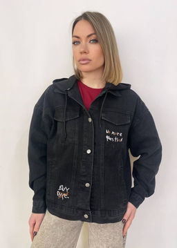 K12539 Джинсовая рубашка OVER SIZE ЧЕРНЫЙ_03