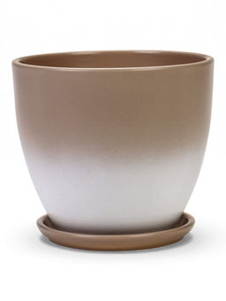 Горшок цветочный с поддоном 2,5 л, d18/h16 см капучино керамика, "Туман" (М)
