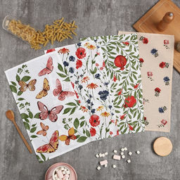 Набор полотенец Доляна Луговые цветы 28?46 см - 4 шт., 100% хлопок, вафля 160 г/м?