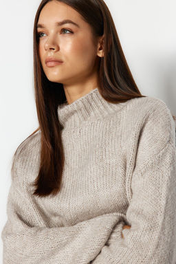 Tas Yumusak Dokulu Kal?n Bisiklet Yaka Triko Kazak TWOAW24KZ00290