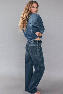 RELAXED OVERSIZE TAPERED HIGH-WAIST TRF JEANS - Zara фото 3