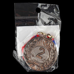 Медаль призовая 004 диам 5 см. 2 место. Цвет сер. С лентой - Командор фото 6