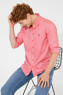 Мужская красная базовая рубашка с длинным рукавом Неожиданная скидка в корзине - U.s. polo assn фото 2