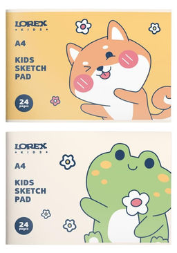 Альбом д/рис. 24 л. А4 скреп. LOREX KIDS CUTE PETS целлюлозн. карт., soft touch, офс. запечатка форзаца