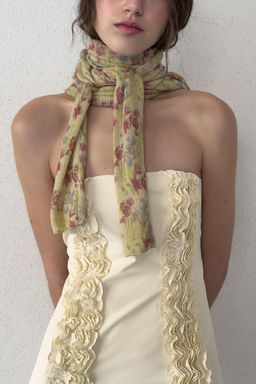 VESTIDO MIDI VOLANTES RELIEVE / Marfil - Zara фото 12