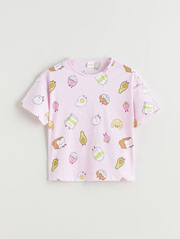 Bask?l? K?z ?ocuk ?ortlu Pijama Tak?m?