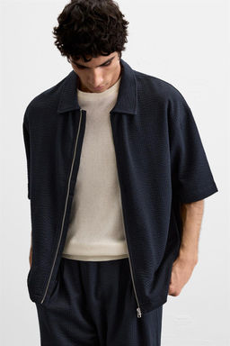 SEERSUCKER POLO SHIRT WITH ZIP - Zara фото 5
