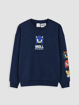Sonic Bask?l? Erkek ?ocuk Sweatshirt