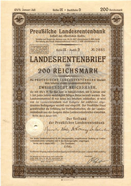 Облигация 4,5% 200 рейхсмарок 1937 года Германия