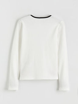 Bisiklet Yaka Kalp Detayl? K?z ?ocuk Ti??rt