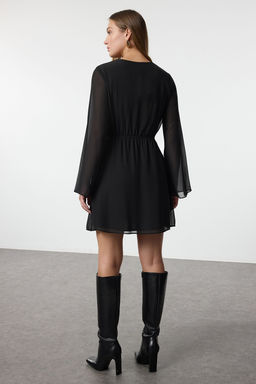 TRENDYOLMILLA Cok Renkli Etegi Belden Ac?lan Mini Astarl? Sifon Dokuma Elbise TWOAW25EL00570 фото 10