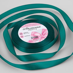 Лента атласная, 12 мм, 23±1 м, зелёная №126