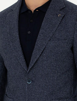 Lacivert Ex.Slim Fit Y_n Ka_mir Kar___ml_ _izgili Ceket