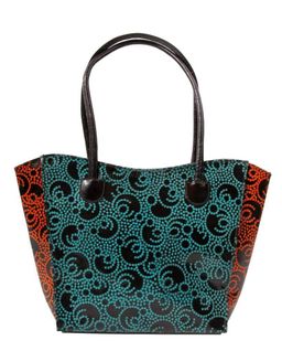 Сумка натуральная кожа ручной принт №1081/4