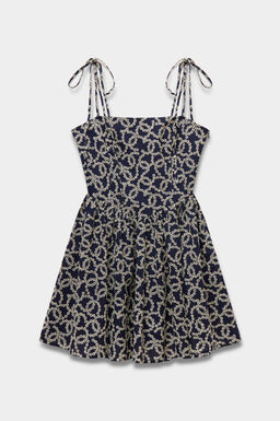 Платье мини из хлопка с вышивкой