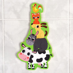 Пазлы мягкие для малышей Крошка Я «Пирамидка: Животные фермы», 5 деталей