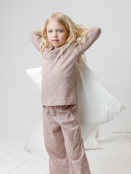 К 1639/кофейный,цветочные снежинки пижама для дев