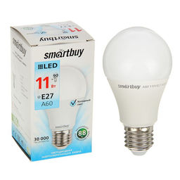 Цена за 2 шт. Лампа светодиодная Smartbuy, E27, A60, 11 Вт, 4000 К, дневной белый свет