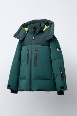 DOWN AND FEATHER PUFFER JACKET WITH REMOVABLE HOODIE, WATER-RESISTANT AND WINDPROOF COLOUR BLOCK RECCO® SYSTEM SKI COLLECTION - Zara фото 18