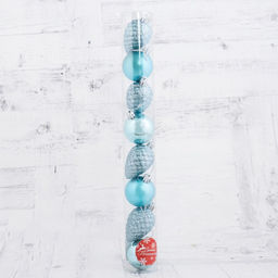 Ёлочные игрушки Небесный, набор 8 шт. (4 шара d=5 см, 4 шишки), голубой - Зимнее волшебство фото 3