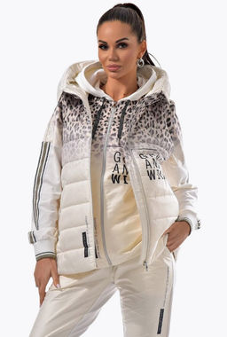 Толстовка из футера комбинированного с принтованной плащевой тканью - А+б коллекция фото 39