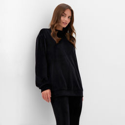 Костюм женский (свитшот, легинсы) KAFTAN Plushy, размер 48-50, чёрный