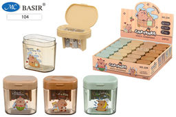 Цена за 2 шт. Точилка "Капибара" пласт., 2 отв., с контейнером (104)