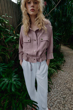 CHAQUETA CORTA MANGA REMANGADA / Malva - Zara фото 2