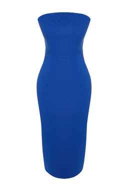 TRENDYOLMILLA Siyah Vucuda Oturan Astarl? Parlak Tasl? Dokuma S?k Abiye Elbise TPRSS23EL00476 фото 12