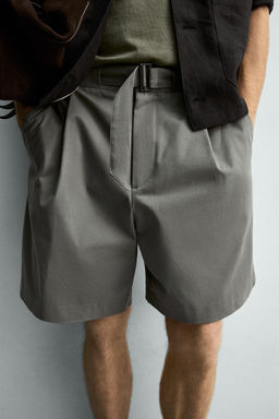 BERMUDA RELAXED FIT PLIEGUES CINTUR?N / Khaki - Zara фото 5