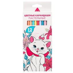 Цветные карандаши пастельные, 12 цветов, трёхгранный корпус Кошечка Мари, Коты аристократы - Disney фото 6