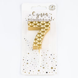 Свеча в торт на шпажке Соты, цифра 7, 7 см, золото - Simaland фото 4