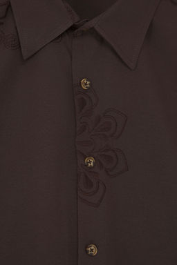 TRENDYOL MAN Limited Edition Kahverengi Regular Fit Nak?s islemeli Brode Gomlek TMNSS25GO00039 - Trendyolmilla фото 5