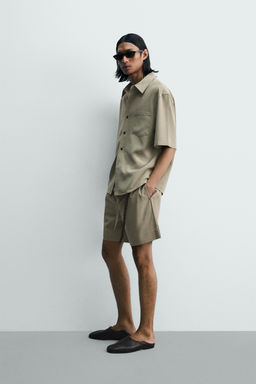 BERMUDA RELAXED FIT EFECTO LAVADO / Beige