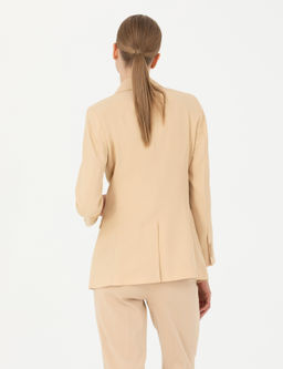Bej Kruvaze Slim Fit Ceket