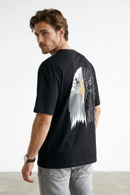 TRENDYOL MAN Siyah Oversize/Genis Kesim S?rt Hayvan Bask?l? %100 Pamuk T-Shirt TMNSS25TS00117 - Trendyolmilla фото 25