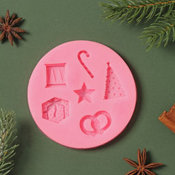 Молд для заливки Новогодние атрибуты, силикон, 10?10?1 см, розовый