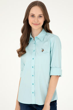 Женская мятная базовая рубашка с длинным рукавом Неожиданная скидка в корзине - U.s. polo assn фото 3
