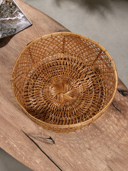 Корзина плетёная «Клоус», 36×36×14 см, бамбук, светлая