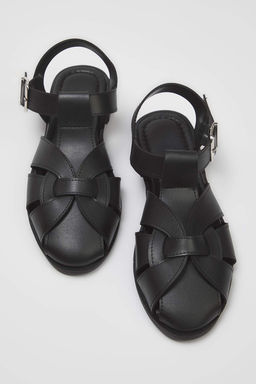 Trendyolmilla Shoes Siyah Duz Taban Yuvarlak Burun Kad?n Sandalet TAKSS25SD00060  фото 4