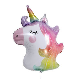 Цена за 5 шт. Воздушный шар фольгированный 30" «Голова. Сверкающий единорог»