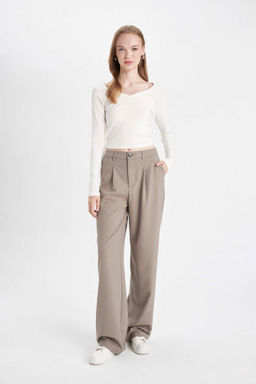 Sevgililer Gunu Wide Leg Esofman Alt? Genis Bol Paca Basic Duz Cift Cepli Yuksek Bel Standart Boy - Defacto фото 6