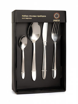 Набор столовых приборов 16 шт. серебро нержавеющая сталь - Lucky фото 2